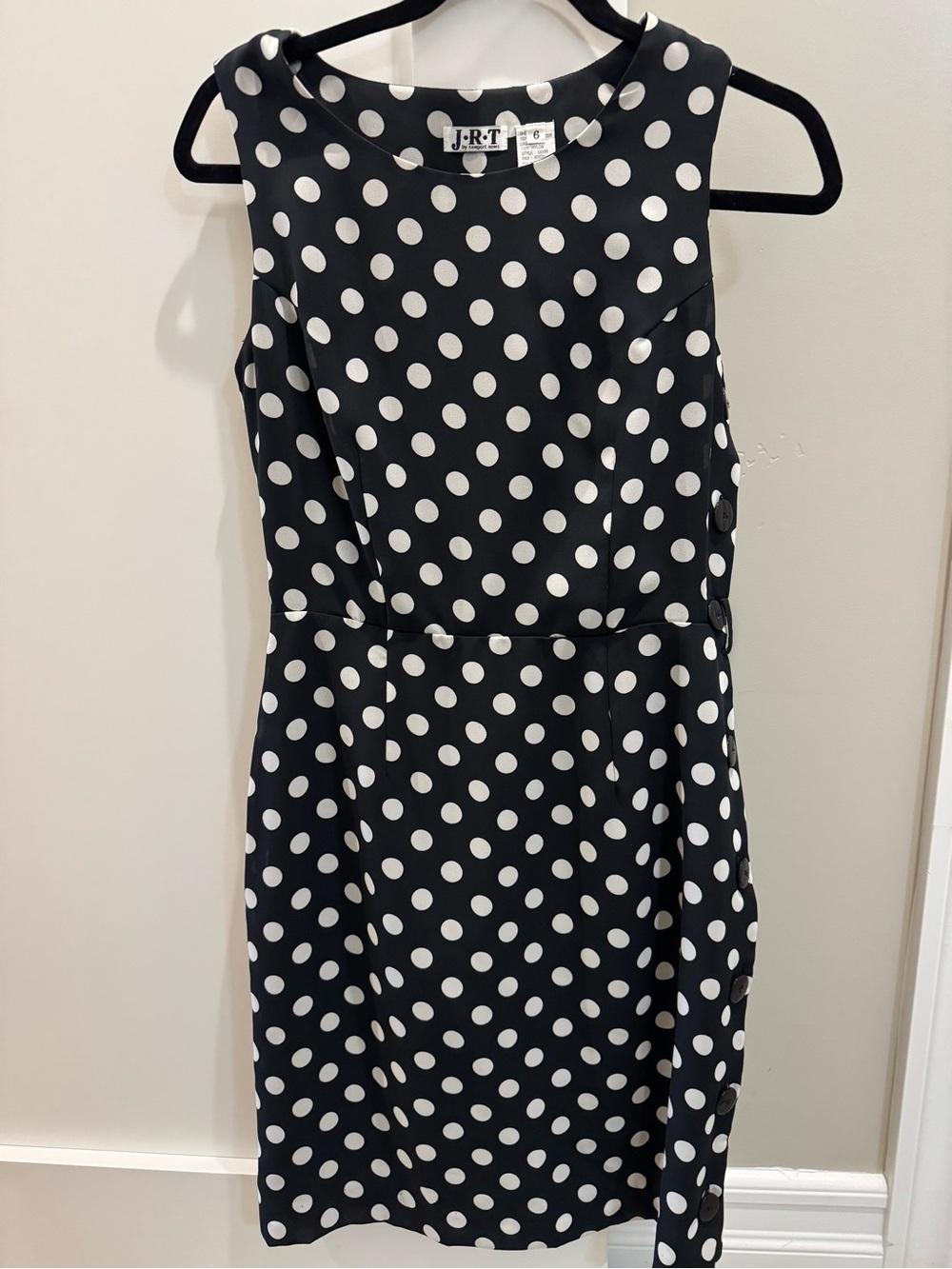 Newport News Black and White Polka Dot Sleeveless Dress